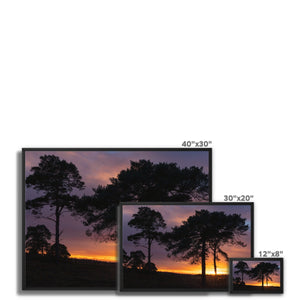 Sunset silhouette Framed Canvas